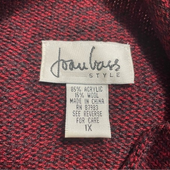 Joau Bass Red Black Wool Blend Sweater Woman's Size 1x - Picture 6 of 7